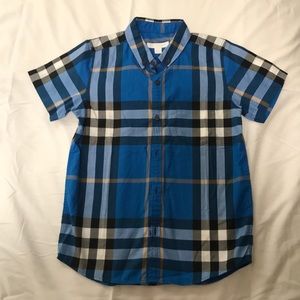 Burberry blue checkered short sleeve shirt